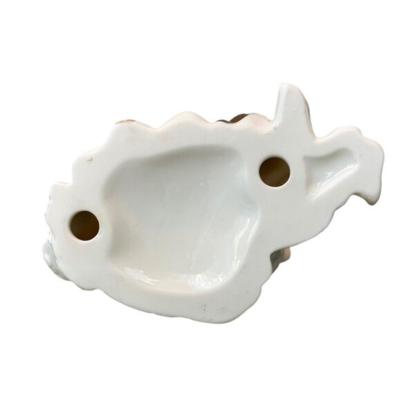 VTG Porcelain White Cherub Angel 24K Gold Sash Playing Harp Sculpture/ Figurine - Picture 14 of 14